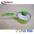 Ceramic green color milk pan with bakelite handle